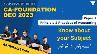 Know about your Subject | Paper 1 Accounting | CA Foundation Dec 2023 | Anshul Agrawal