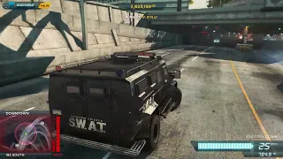 Need for Speed Most Wanted (2012): Pursuit using the SWAT truck.