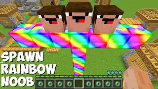 What if you SPAWN A RAINBOW TALEST NOOB OF 1000 BLOCKS in Minecraft ? INCREDIBLY HUGE IRON GOLEM !