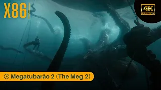 Cena Tubarão Vs Kraken - Filme Megatubarão 2 (Meg 2: The Trench) - [4K]