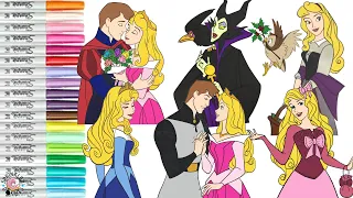 Disney Princess Coloring Book Compilation Sleeping Beauty Aurora Prince Phillip Maleficent Diablo