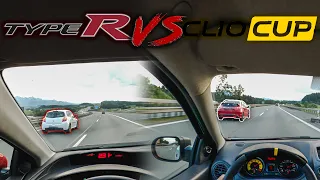 Honda Civic TYPE R VS. Renault Clio RS high speed battle on Autobahn