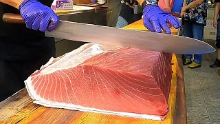 The Sharpest Knife Cuts Giant Bluefin Tuna Like Butter - Luxurious Sashimi and Steaks