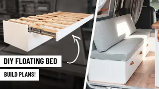 BUILDING A FLOATING BED FOR A CAMPER VAN! | with PDF PLANS!