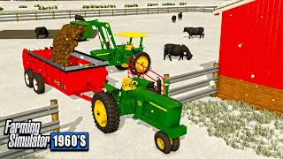 1960'S AMERICAN FARMING- FEEDING CATTLE IN BLIZZARD! (ROLEPLAY)