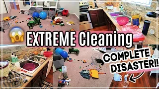 COMPLETE DISASTER EXTREME CLEAN WITH ME 2019 | ACTUAL MESSY HOUSE CLEANING MOTIVATION | SAHM