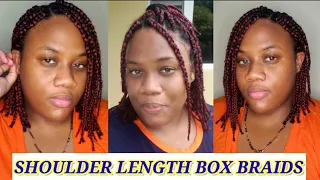 SHOULDER LENGTH BOX BRAIDS AT HOME | BEGINNERS TUTORIAL | BURGUNDY BRAIDS