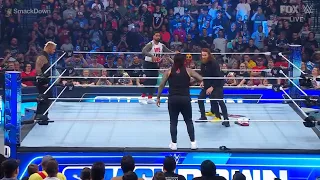 The Bloodline confronts attacks Kevin Owens, Riddle and Sami Zayn - WWE SmackDown 4/14/2023