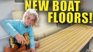 Transforming Our Salvaged boat with NEW TEAK FLOORS✨ Dive into our DIY Renovation Adventure! | ep.19