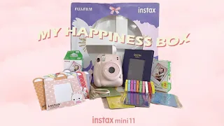 ASMR unboxing: Fujifilm Instax Mini 11 happiness box [pink variant] ☁️✨