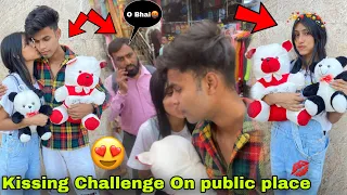 Kissing Challenge On Public Place 😱 Prank On Girlfriend 🥰 public reaction😂