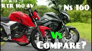 Tvs Apache RTR 160 4v Fi 2018 vs Bajaj Pulsar NS 160 compare specification in detailed