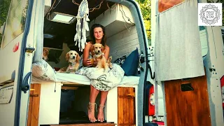 Young woman lives  since 2 years in her self-converted camper