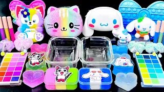 [ASMR]Mixing "CuteCat vs Cinnamoroll" Eyeshadow,Glitters Into Clear Slime satisfying 고양이&시나모롤(379)