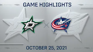 NHL Highlights | Stars vs. Blue Jackets - Oct. 25, 2021