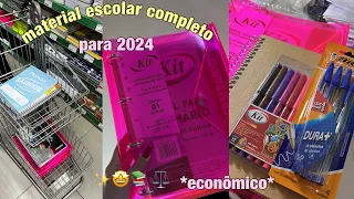 ✨Meu material escolar para 2024 | econômico e completo!✨📚🤩