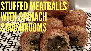 Easy Ground Turkey spinach & mushrooms (Stuffed meatballs) #healthymeals #mrsgarciaskitchen