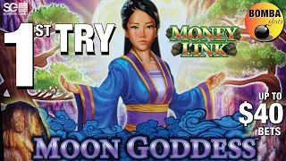 1ST TRY! Money Link ~ Moon Goddess up to $40 Bets Chasing jackpots in Las Vegas Casino Slot Play