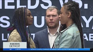 Claressa Shields sees name and image at Little Caesars Arena