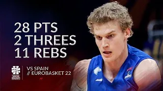 Lauri Markkanen 28 pts 2 threes 11 rebs vs Spain Eurobasket 2022