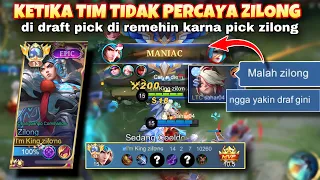 KETIKA TIM TIDAK PERCAYA DENGAN PICK ZILONG, Langsung di kasih Maniac, ini reaksi nya.. | MLBB