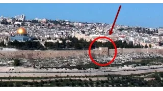 the sealed Golden Gate on Jerusalem wall facing the Mount of Olives
