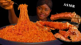 ASMR SPICY NOODLES | KING CRAB SEAFOOD BOIL MUKBANG| SEAFOOD BOIL MUKBANG (No Talking) Eating Sounds