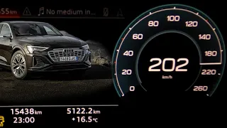Audi Q8 e-tron 55 acceleration 0-60 mph 0-100 km/h 100-200 top max speed GPS drag time electric SOC
