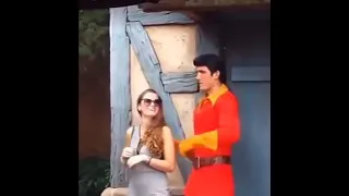 Girl inappropriately touches Gaston at Disney