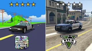 Dude Theft Wars vs GTA 5 Police Wanted Level Comparison !!! 🤔🤔🤔