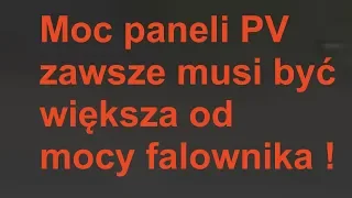 Dlaczego moc paneli ma być większa niż moc falownika.