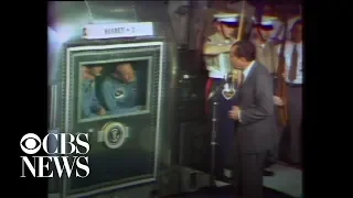 Nixon greets Apollo 11 astronauts after splashdown
