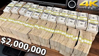 Millionaire Withdraws $2,000,000 Cash from Bank Account ASMR in 4K | Prop Movie Money Visualization