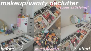 MAKEUP DECLUTTER 2023 | *super satisfying* vanity organization