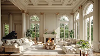 Morning Spring Luxury Living Room Space With Positive Jazz Music 🌤️🍀 Relaxing Jazz Background Music