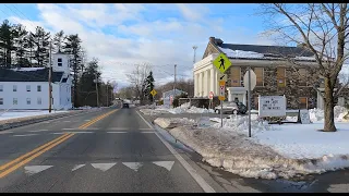 Massachusetts drive on Route 9 - Northampton to Lenox through snowy hilltowns