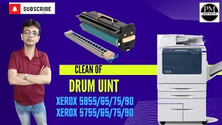 Cleaning of drum unit of Xerox 5855/5755🖨️#solveprintproblemin5855#blackspotiscomininprintxerox5855