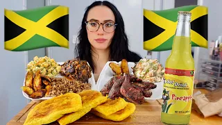 DEVOURING JAMAICAN FOOD 🇯🇲 🤤 OXTAILS, JERK CHICKEN, BEEF PATTY, PLANTAIN MUKBANG (my first time) 🇯🇲