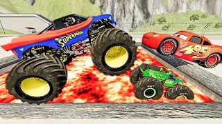 Lava Hammers and Giant Spinners - Cars Pickups Monster Trucks Jumps Crashes and Fire