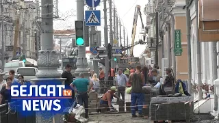 У Гомлі да прыезду Лукашэнкі высушваюць лужыны | К приезду Лукашенко в Гомеле сушат лужи