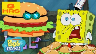 Bob Esponja | A MAIOR Compilação do Siri Cascudo 🍔 | 3 Horas | Bob Esponja em Português