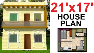 21x17 House Plan | 21 by 17 Ghar Ka Naksha | 357 sq ft Home Design | Makan 21*17