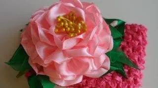 hand made : Пион повязка Канзаши / D.I.Y. Peony Headband kanzashi