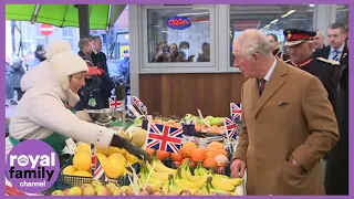 Prince Charles and the Duchess of Cornwall Meet Locals at Leicester Market