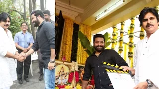 Pawan Kalyan And Jr Ntr | #NTR28 Pooja Ceremony | Trivikram Srinivas || Jr Ntr Son