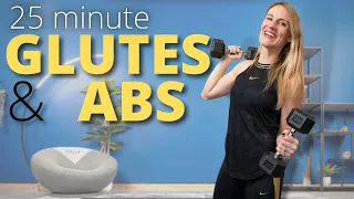 25 minute GLUTES & ABS Hypertrophy Workout with Dumbbells