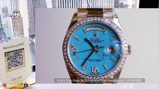 Rolex Day-Date 36 Turquoise Dial Presidential 128348RBR | WatchGuyNYC