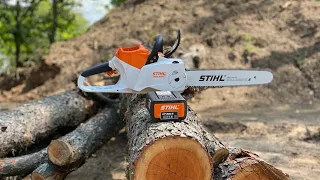 #894 ONE BATTERY? How much wood can you REALLY cut with Stihl MS 220C Chainsaw