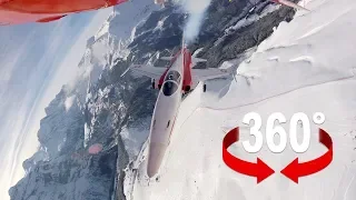 Fighter jet over Lauberhorn ski race - cockpit view 360°