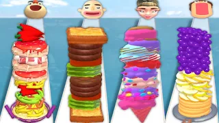 NOODLE RUN vs SANDWICH RUN vs ICE CREAM RUNNER vs PANCAKE RUN - Gameplay Mega Levels Android ios